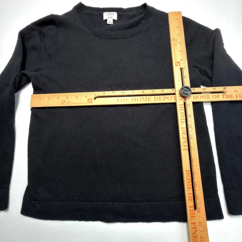 J.Crew Teddie Sweater Women's Large Black Merino Wool Blend Crewneck Knit
